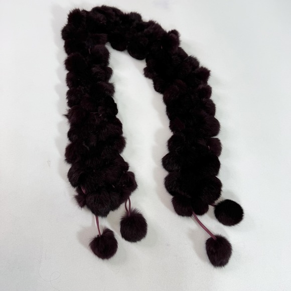 Accessories - Fur Pom Pom Scarf Womens One Size Purple Neck Warmer Winter Wrap Soft Plush